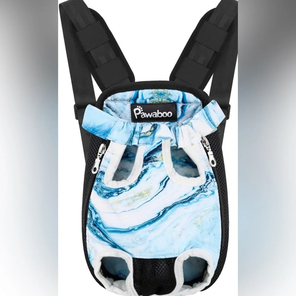 NWT Pawaboo Pet Carrier Backpack XL Blue, Yellow and White swirl design